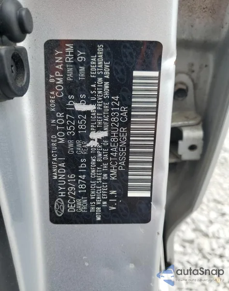 2017 Hyundai Accent Se z USA, uszkodzony, nr VIN KMHCT4AE8HU283124
